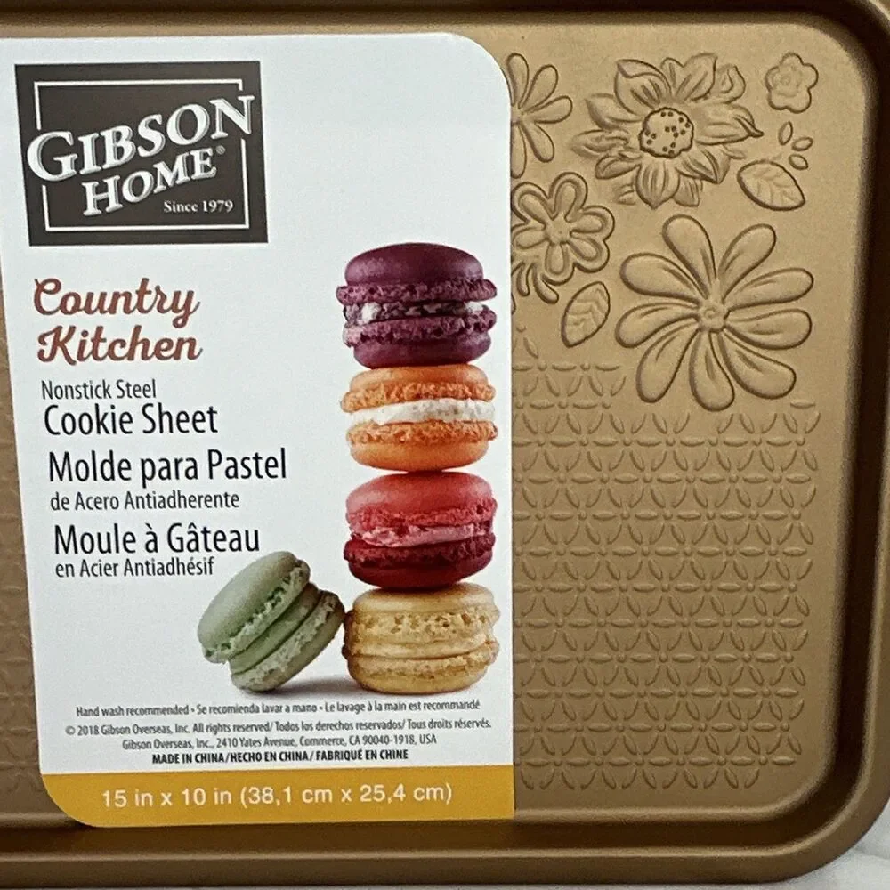 Gibson Home Country Kitchen Embossed Nonstick Steel Cookie Sheet 15x10 Copper